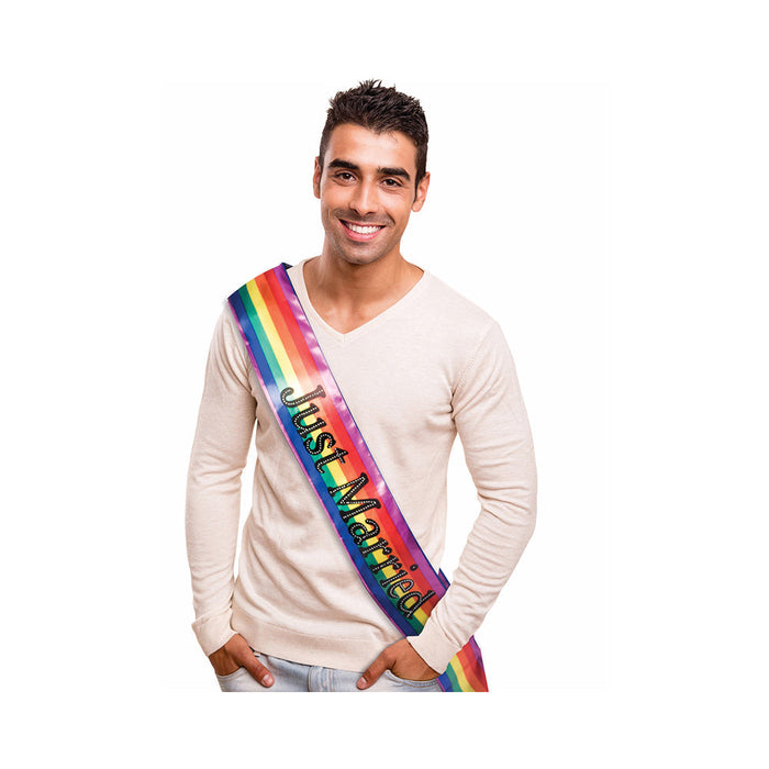 Rainbow Just Married Sash