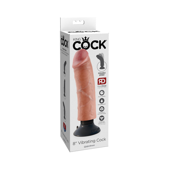 King Cock 8 inches Vibrating Dildo Beige