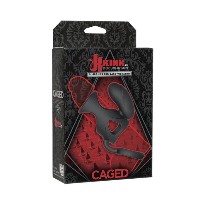 Kink Vibrating Silicone Cock Cage With Ball Strap Black