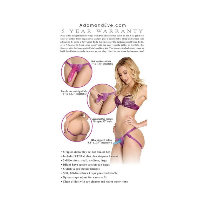 Adam & Eve Eve's Strap-on Play Set Pink/blue/purple