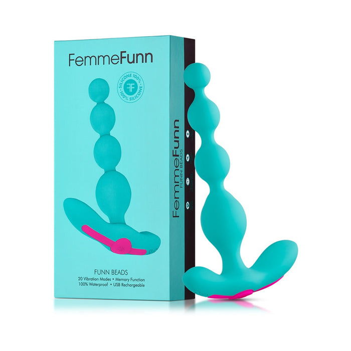 Femmefunn Funn Beads Vibrating Anal Beads Turquoise Blue