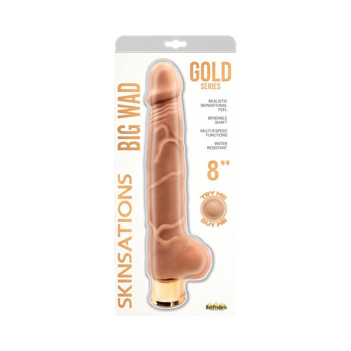 Skinsations Gold Series Big Wad 8in Vibrating Dildo Multi Function