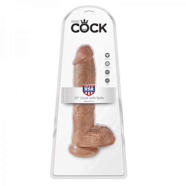 King Cock 10 Cock w/Balls - Tan