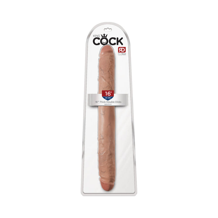King Cock 16'' Thick Double Dildo - Tan