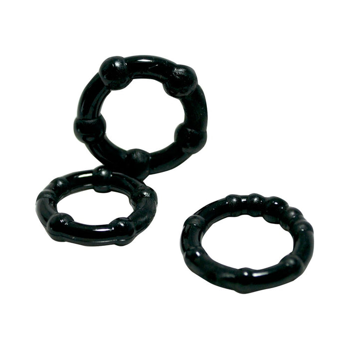 Shibari Triton Enhancement Pleasure Rings With Knubbs 3pk Black