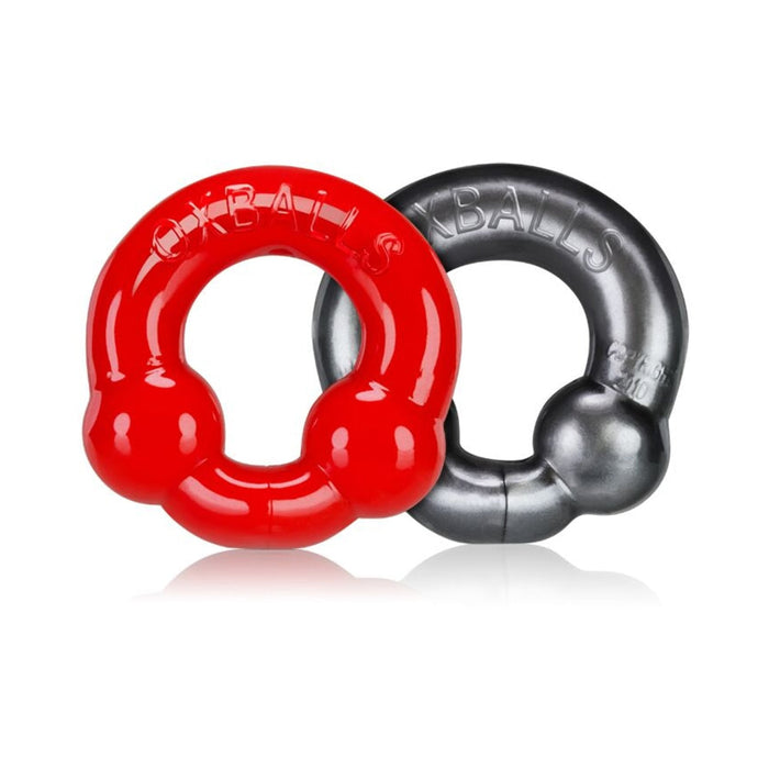 Oxballs 2-pack Cockring, Steel & Red