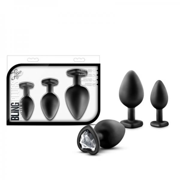 Bling Plugs Training Kit Black with Gem End