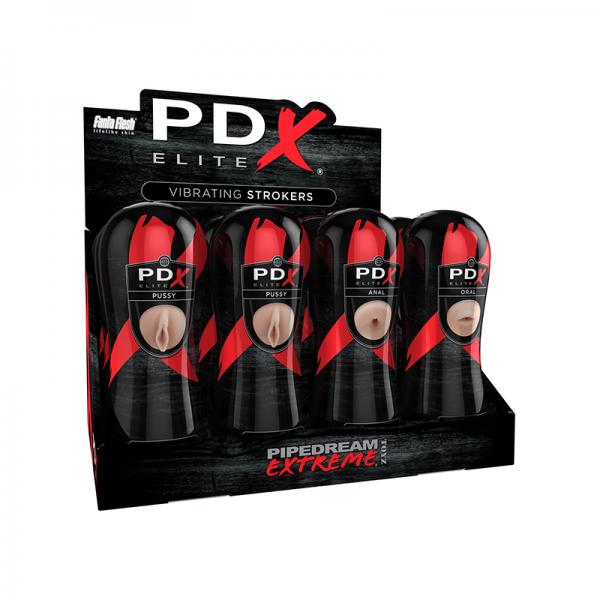 Pdx Elite Vibrating Pussy Mouth Ass Stroker Display Of 12