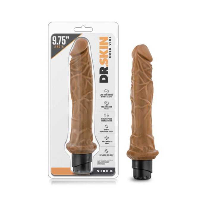 Dr. Skin - Cock Vibe - 9.75 Inch Vibrating Cock - Mocha
