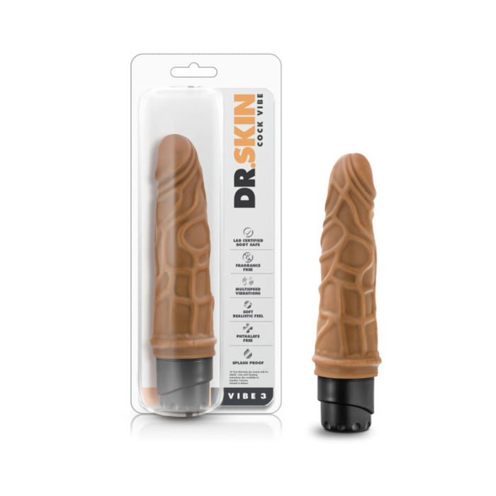 Dr. Skin - Cock Vibe - 7.25 Inch Vibrating Cock - Mocha