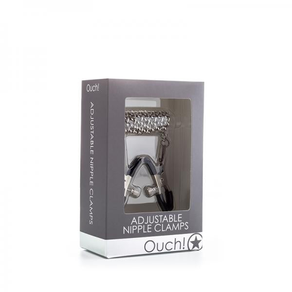 Shots Ouch Adjustable Nipple Clamps w/Chain - Metal