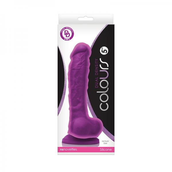 Colours Dual Density 5 Dong w/Balls & Suction Cup - Purple