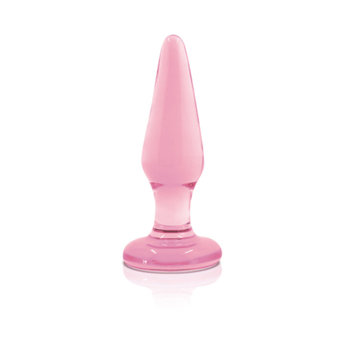 Crystal Glass Tapered Butt Plug Small Pink