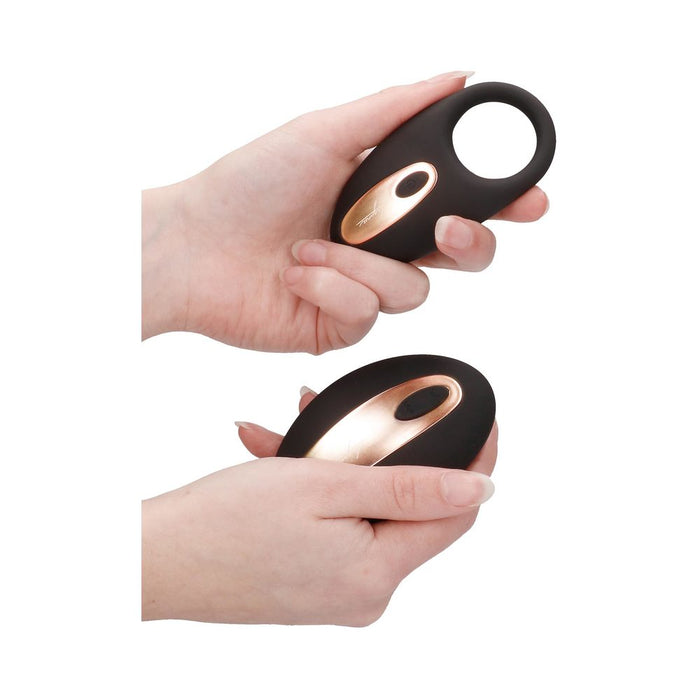 Elegance Dual Poise Vibrating Cock Ring & Remote Black