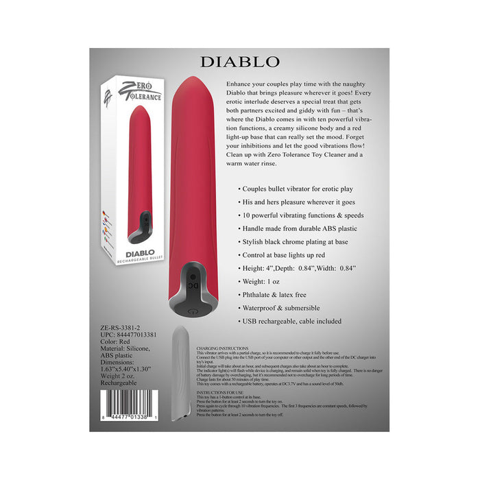 Diablo Rechargeable Bullet Vibrator Red