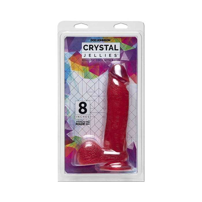 Crystal Jellies - 8in Realistic Cock W/balls Pink