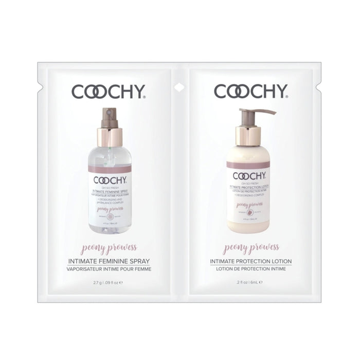 Coochy Peony Prowess Duo Foil Display Intimate Feminine Spray 0.9oz Intimate Protection Lotion 0.2oz