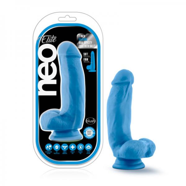 Neo Elite 7in Silicone Dual Density Cock With Balls