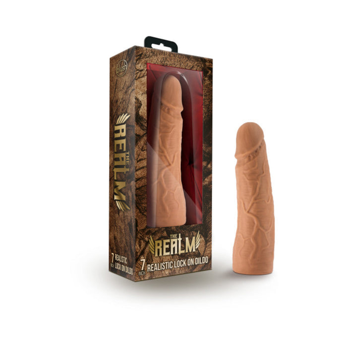 The Realm - Realistic 7in Lock On Dildo - Mocha