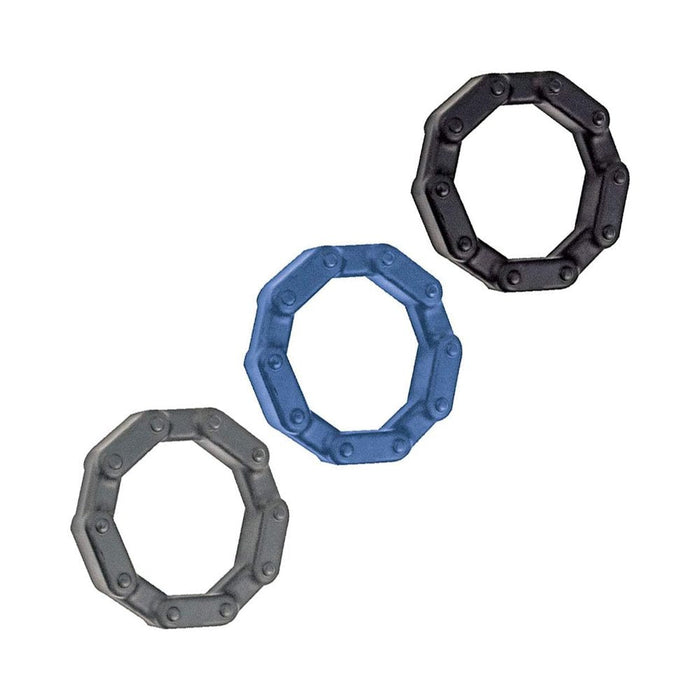 Anal-ese Collection Chainlink Cockrings Black,blue,grey