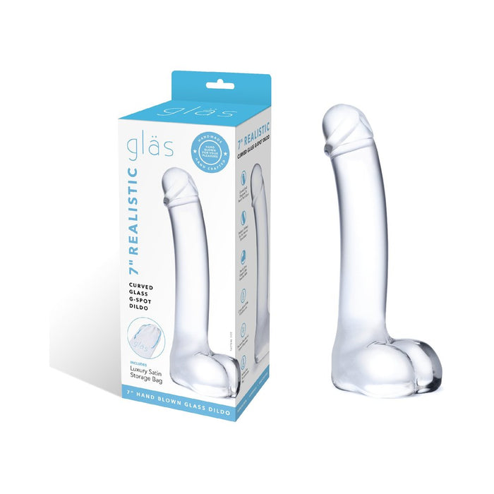 7'' Realistic Curved Glass G-Spot Dildo