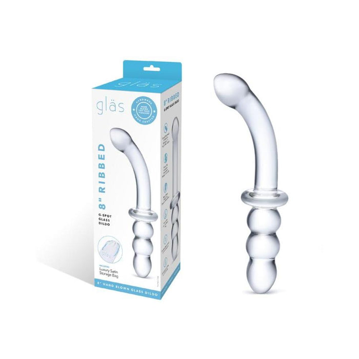 8''  Ribbed G-Spot Glass Dildo