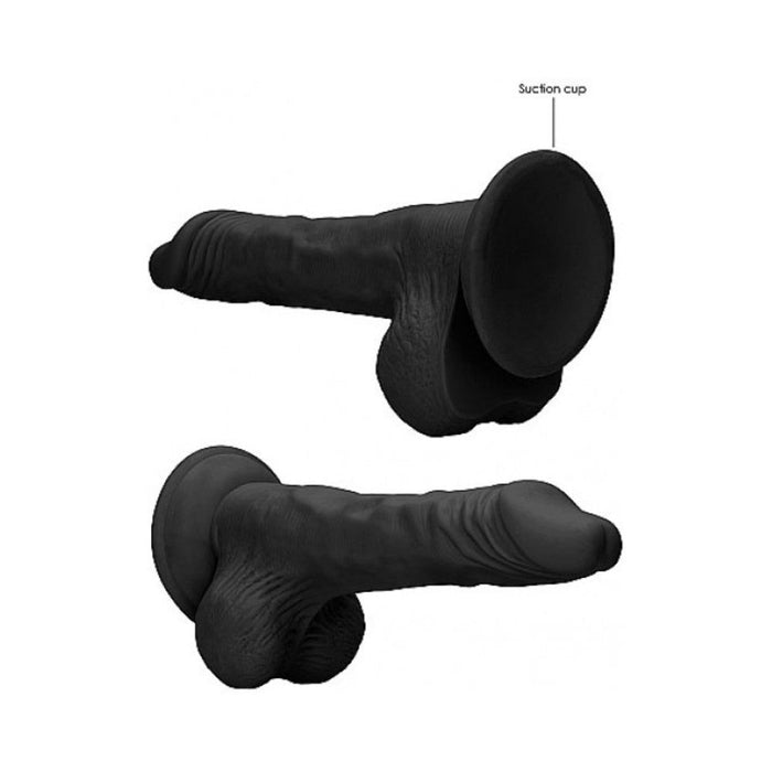 Realrock - 8 / 20 Cm Realistic Dildo With Balls - Black
