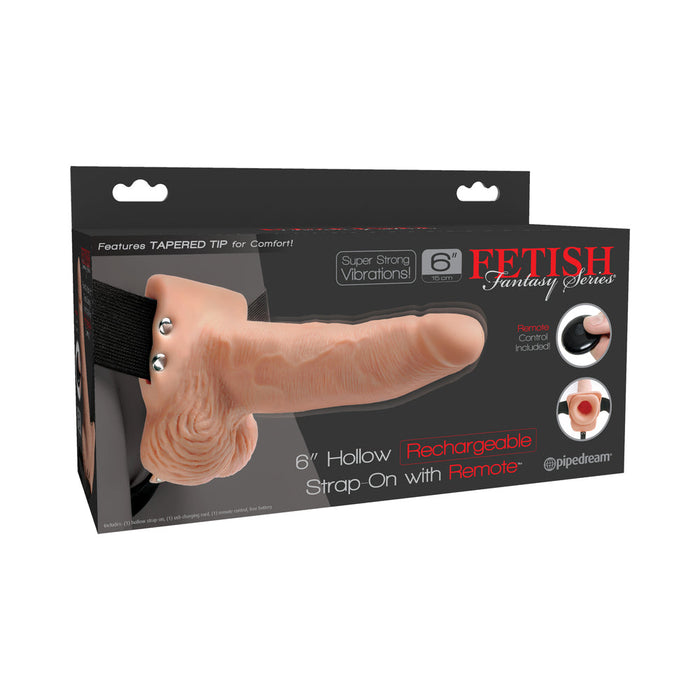 Fetish Fantasy 6in Hollow Rechargeable Strap-on With Remote, Flesh