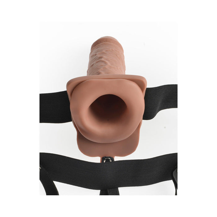 Fetish Fantasy 7in Hollow Rechargeable Strap-on With Remote, Tan