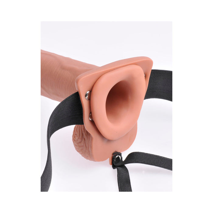 Fetish Fantasy 10in Hollow Rechargeable Strap-on With Remote, Tan