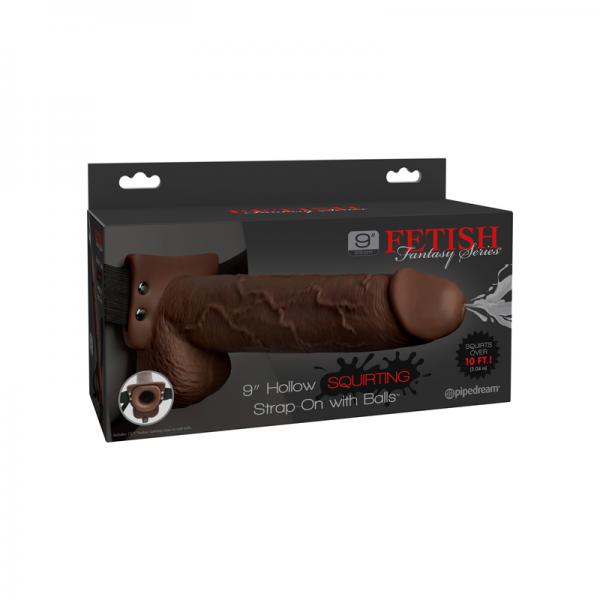 Fetish Fantasy Series 9 Hollow Squirting Strap On w/Balls - Brown