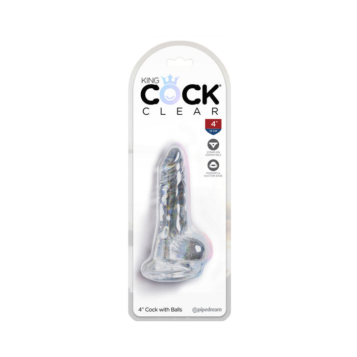 King Cock Clear 4in Cock with Balls