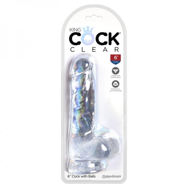King Cock Clear 6in Cock with Balls