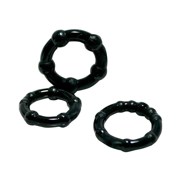 Shibari Triton Enhancement Pleasure Rings With Knubbs 3pk Black