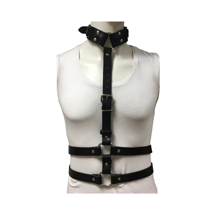 Female Chest Harness With Choker - Black