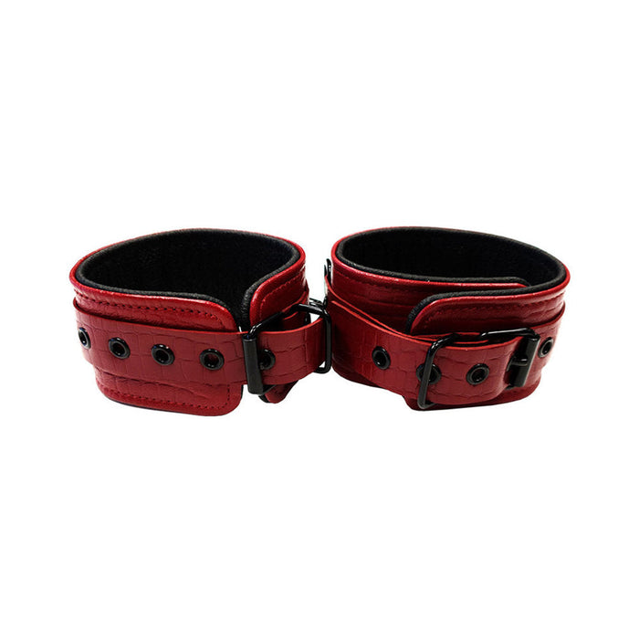 Leather Wrist Cuffs Burgunday & Black Accessories