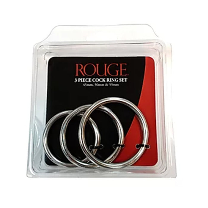 Stainless Steel  Stainless Steel 3 Piece Cock Ring Set (55mm/50mm/45mm)