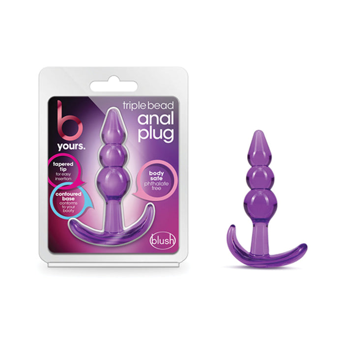 B Yours  Triple Bead Anal Plug Purple