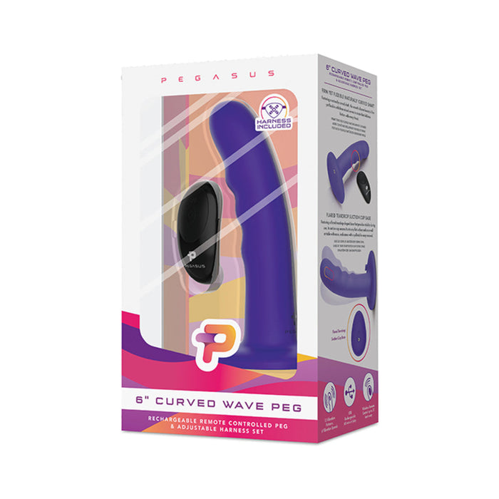 Pegasus 6'' Wireless Remote Control Curved Wave Peg With Harness Purple