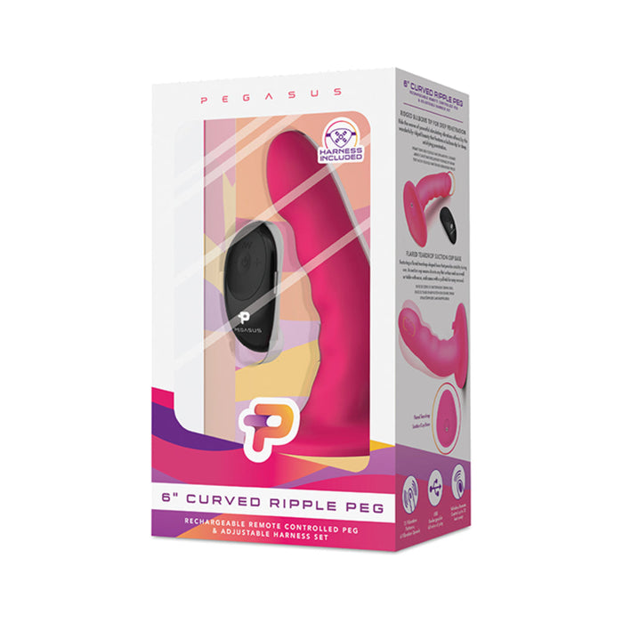 Pegasus 6'' Wireless Remote Control Curved Ripple Peg With Harness Pink