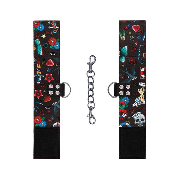 Ouch! Old School Tattoo Printed Hand Cuffs