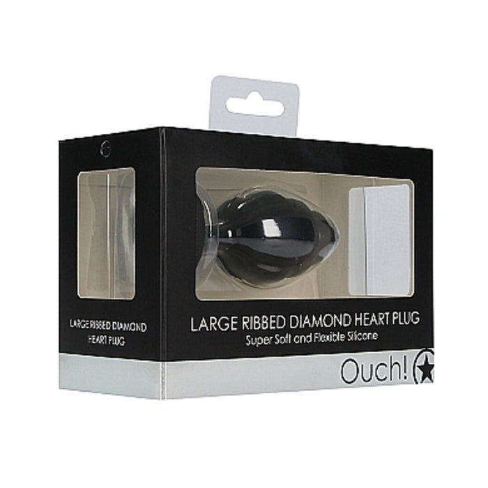 Ouch! Large Ribbed Diamond Heart Plug