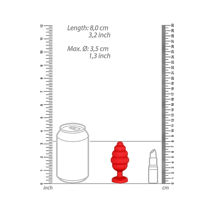 Ouchlarge Ribbed Diamond Heart Plug - Red