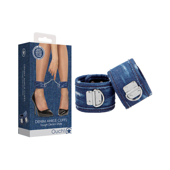 Ouch! Denim Ankle Cuffs - Roughened Denim Style - Blue