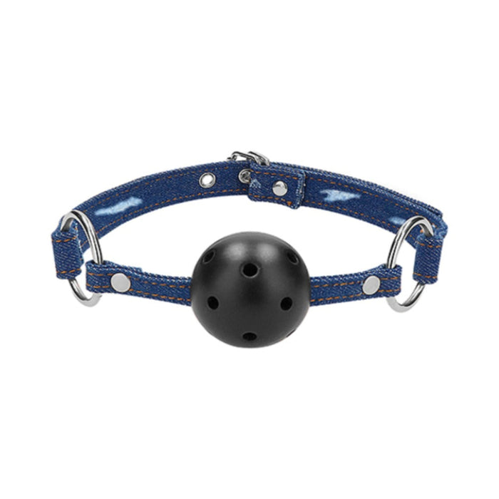 Ouch Breathable Ball Gag With Roughened Denim Straps