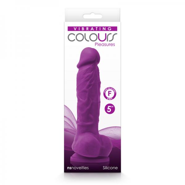 Colours Pleasures Vibrating 5'' Dildo - Purple