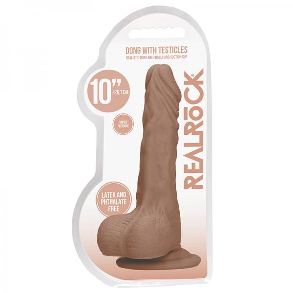 Real Rock Realistic Dildo With Balls - 10'' - 25 Cm - Mocha