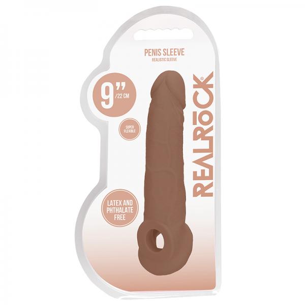 Real Rock Penis Extender With Rings - 9'' - 22 Cm - Mocha