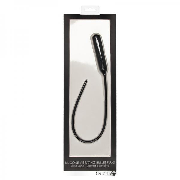 Vibrating Bullet Plug Extra Long Urethral Sound Black