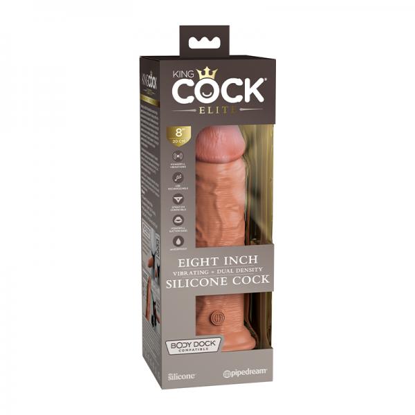 King Cock Elite Vibrating Silicone Dual-density Cock 8 In. Tan